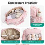 Bolsa Duffel Transversal Feminina Casual Bags Mart Cor Rosa — interior e bolsos