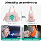 Bolsa Duffel Transversal Feminina Casual Bags Mart Cor Rosa — dimensões em centímetros