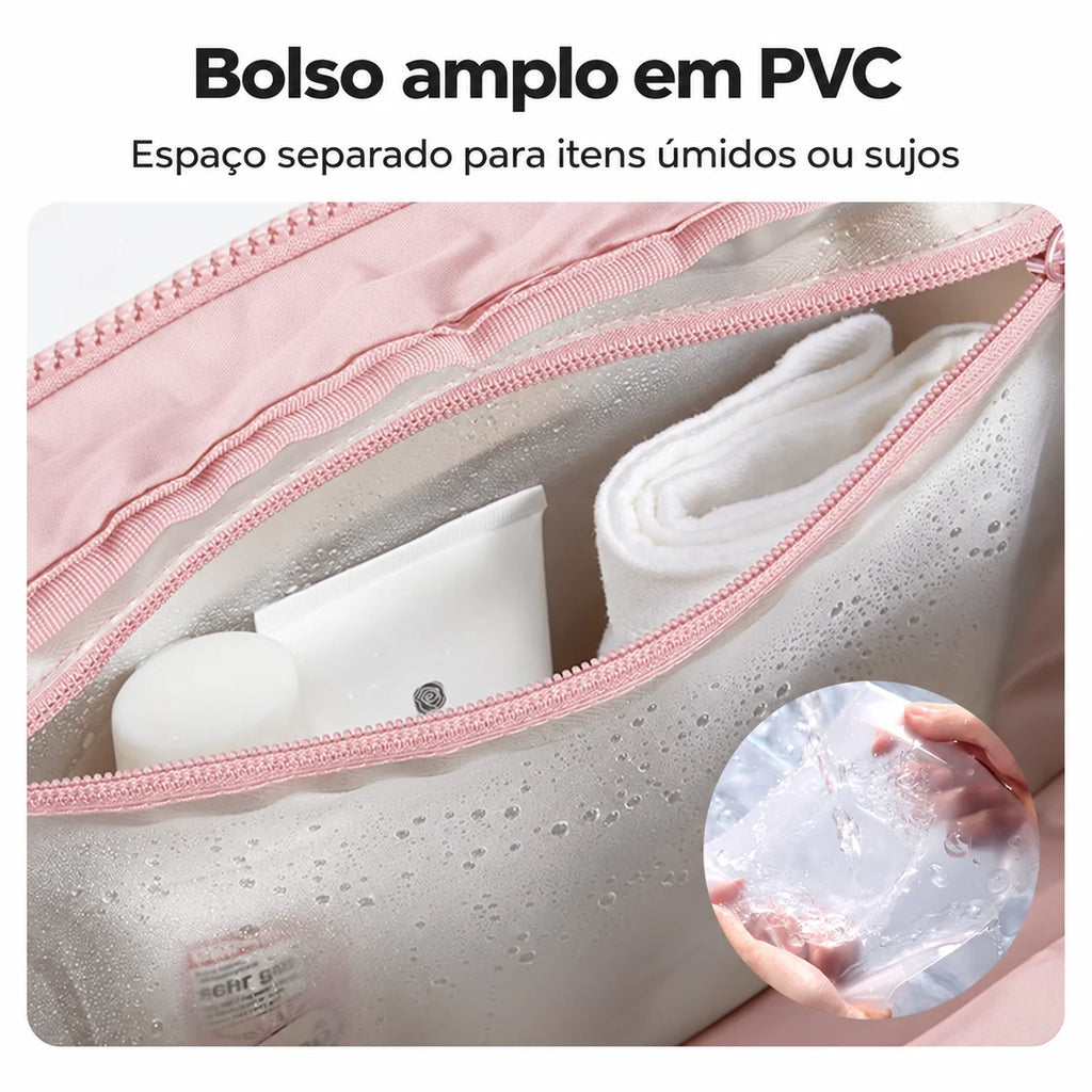 Bolsa Duffel Transversal Feminina Casual Bags Mart Cor Rosa — bolso frontal transparente em PVC