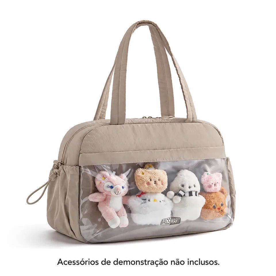 Bolsa Duffel Transversal Feminina Casual Bags Mart Cor Bege — produto em destaque
