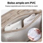 Bolsa Duffel Transversal Feminina Casual Bags Mart Cor Bege — bolso frontal transparente em PVC