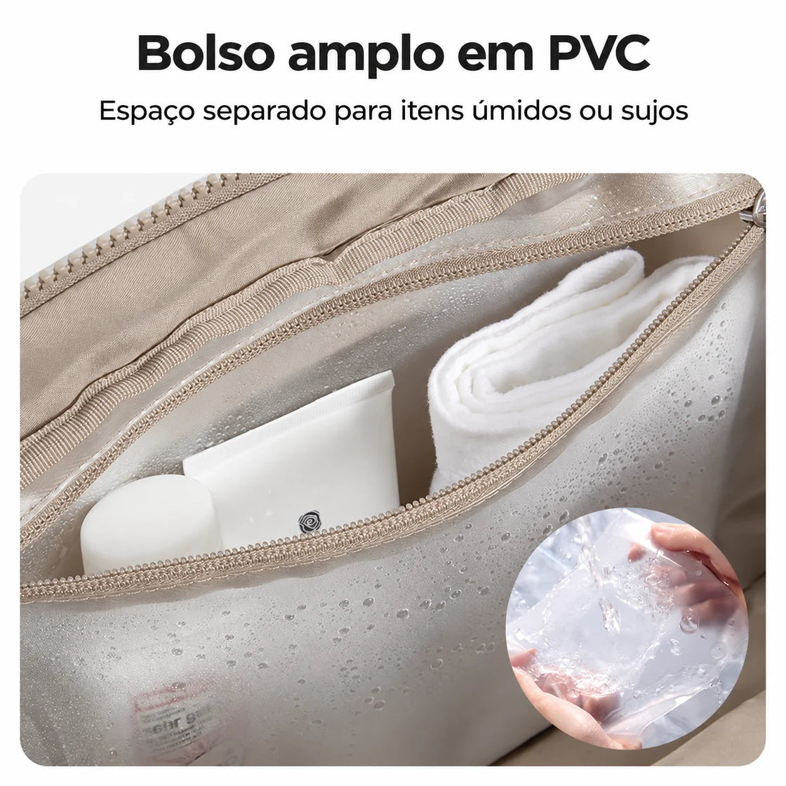 Bolsa Duffel Transversal Feminina Casual Bags Mart Cor Bege — bolso frontal transparente em PVC