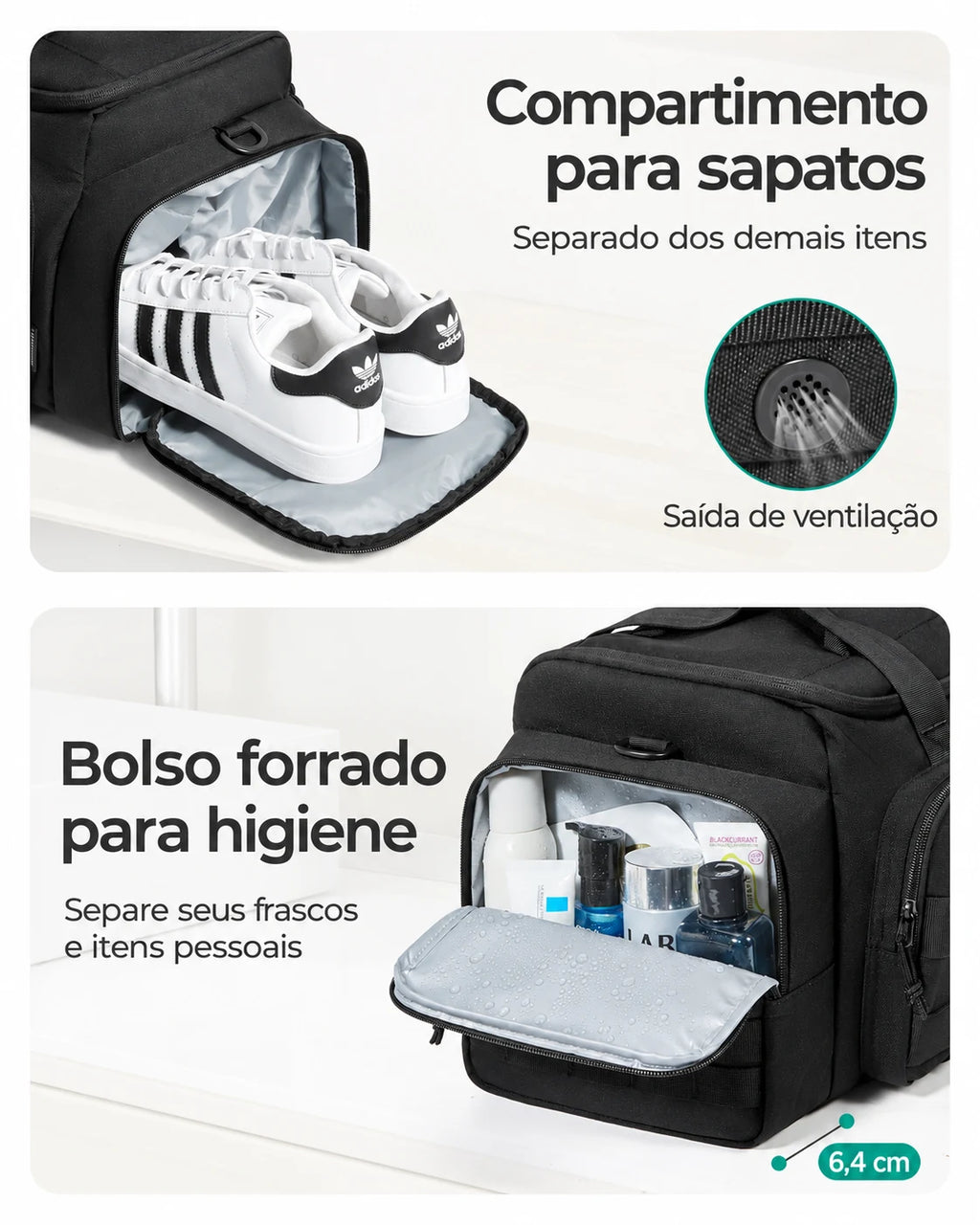 Mochila Tática Masculina 33 L com Compartimento para Sapatos Bags Mart Cor Preto — compartimentos para sapatos e higiene
