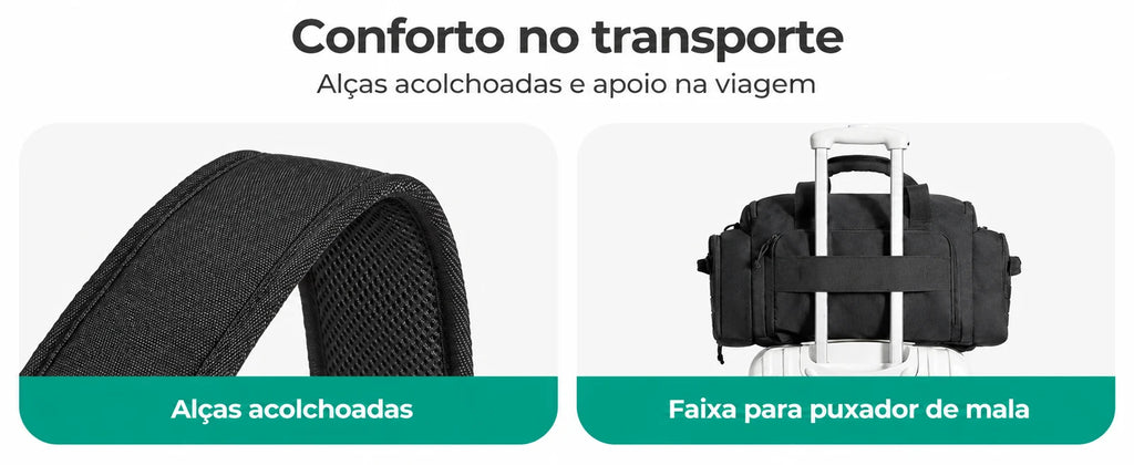 Mochila Tática Masculina 33 L com Compartimento para Sapatos Bags Mart Cor Preto — alças acolchoadas e faixa para mala