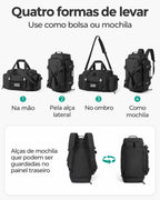 Mochila Tática Masculina 33 L com Compartimento para Sapatos Bags Mart Cor Preto — quatro formas de transporte