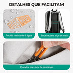 Acabamentos, tecido e puxadores — Mochila Executiva Multifuncional para Notebook Bags Mart Cor Cinza