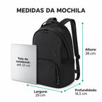 Dimensões em centímetros — Mochila de Viagem Feminina Ultraleve Resistente à Água Bags Mart Cor Preto