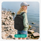 Produto em uso — Mochila de Viagem Feminina Ultraleve Resistente à Água Bags Mart Cor Preto