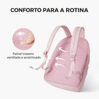 Alças e painel traseiro — Mochila de Viagem Feminina Ultraleve Resistente à Água Bags Mart Cor Rosa