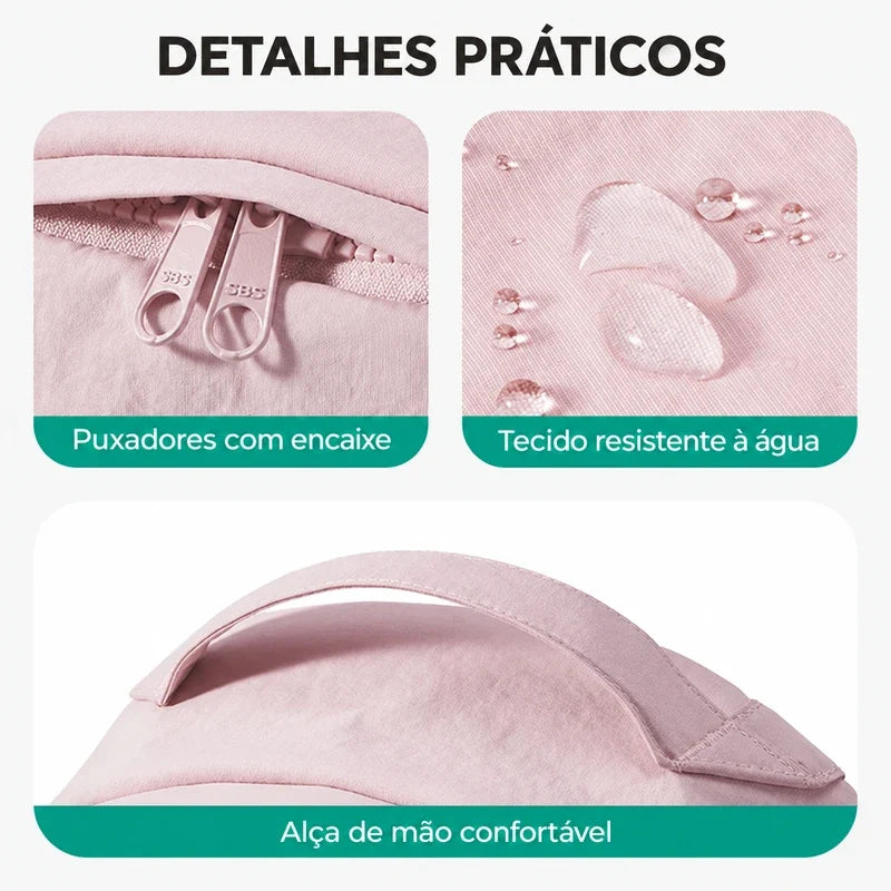 Acabamentos, tecido e puxadores — Mochila de Viagem Feminina Ultraleve Resistente à Água Bags Mart Cor Rosa