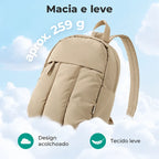 Mochila pequena acolchoada Bags Mart cor cáqui — leveza e acabamento acolchoado