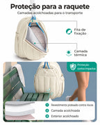 Mochila para raquetes Bags Mart cor bege — camadas de proteção da raquete