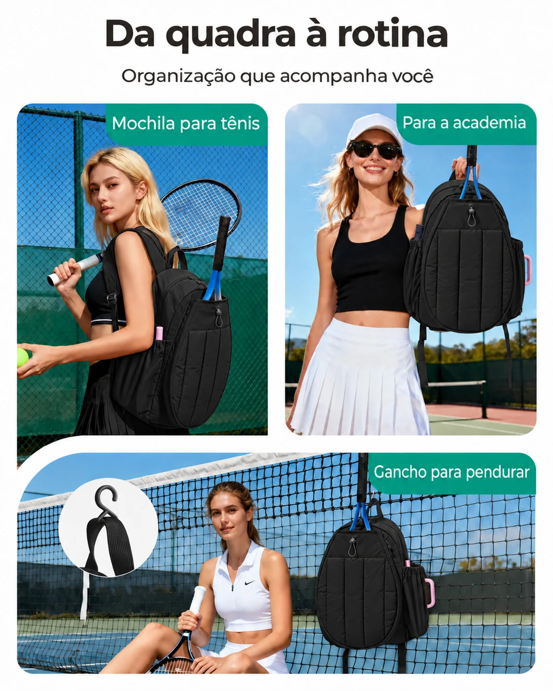 Mochila para raquetes Bags Mart cor preto — mochila em uso