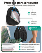 Mochila para raquetes Bags Mart cor preto — camadas de proteção da raquete