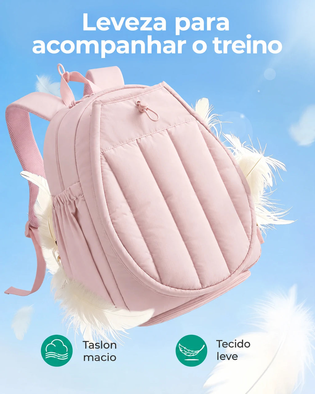 Mochila para raquetes Bags Mart cor rosa — tecido e acabamento acolchoado