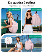 Mochila para raquetes Bags Mart cor rosa — mochila em uso