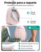 Mochila para raquetes Bags Mart cor rosa — camadas de proteção da raquete