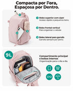 Bolsa Transversal Compacta 9 L com Alça Conversível Bags Mart Cor Rosa — bolsos externos, interior e capacidade de 9 L