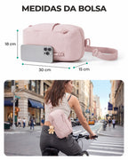 Bolsa Transversal Compacta 9 L com Alça Conversível Bags Mart Cor Rosa — dimensões em centímetros