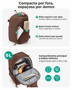 Bolsa Transversal Compacta 9 L com Alça Conversível Bags Mart Cor Café — bolsos externos, interior e capacidade de 9 L