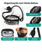 Pochete Unissex com Bolsinha Removível Bags Mart Cor Preto — bolsos e compartimentos