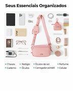 Pochete Unissex com Bolsinha Removível Bags Mart Cor Rosa — organização dos itens