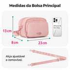Pochete Unissex com Bolsinha Removível Bags Mart Cor Rosa — dimensões confirmadas em centímetros