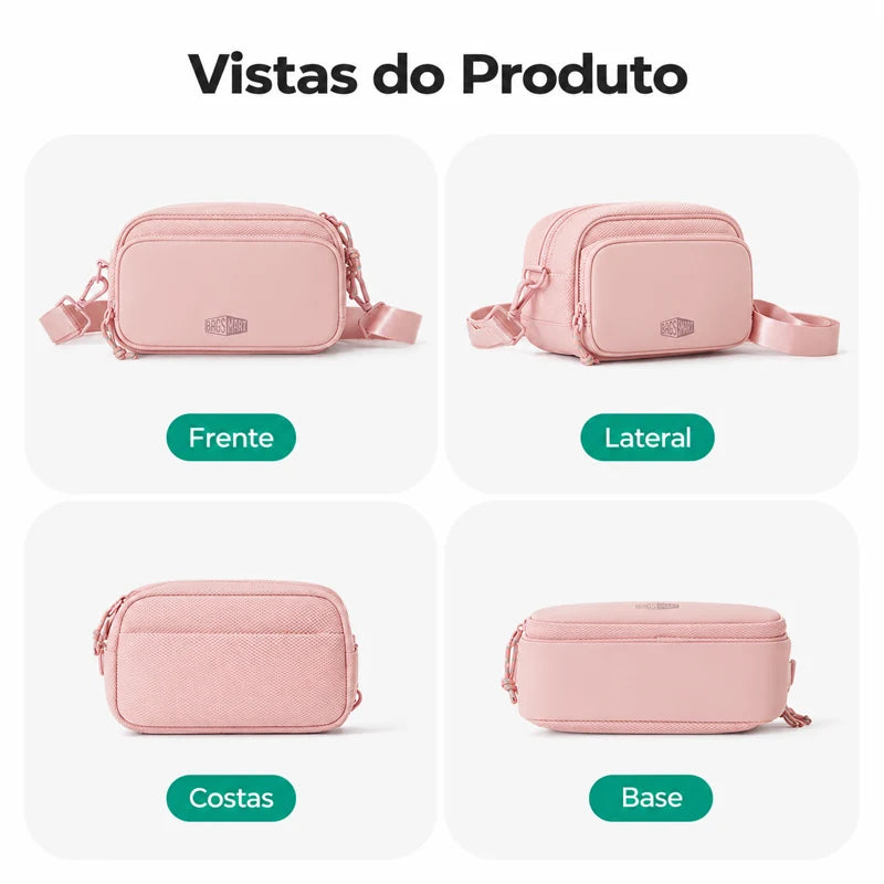 Pochete Unissex com Bolsinha Removível Bags Mart Cor Rosa — vistas externas