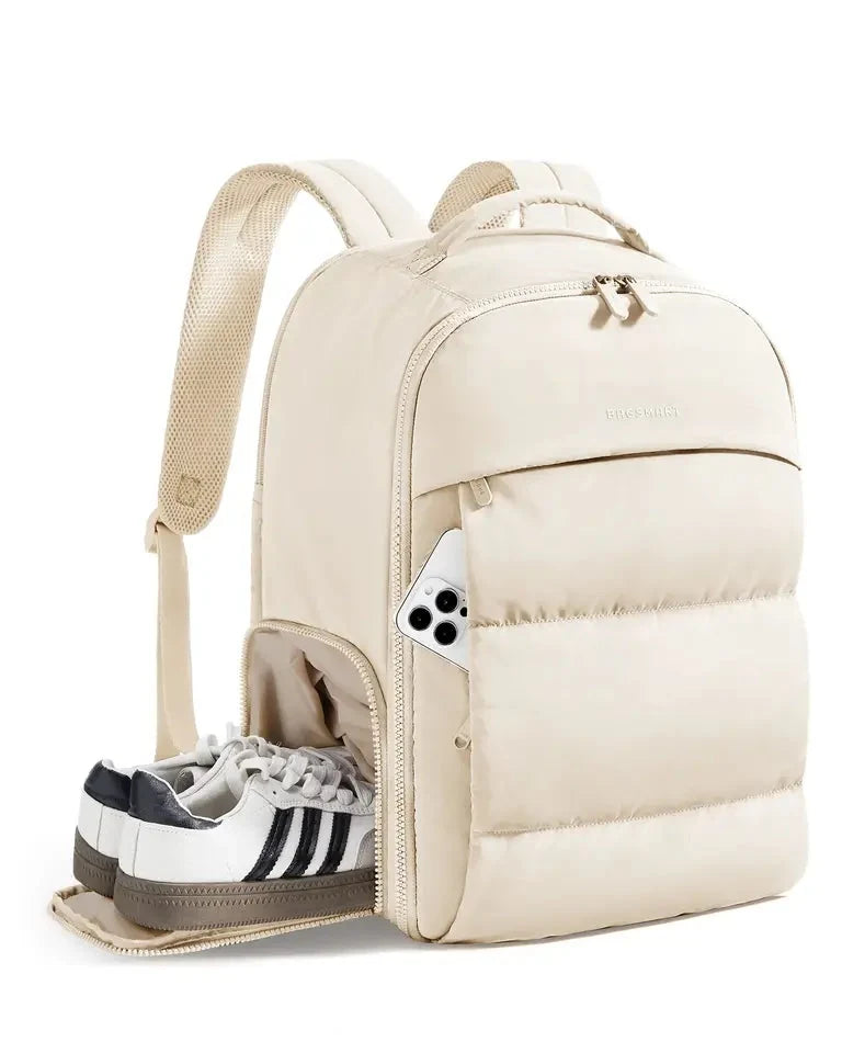 Mochila Feminina de Viagem com Sapateira Bags Mart Cor Bege — produto em destaque