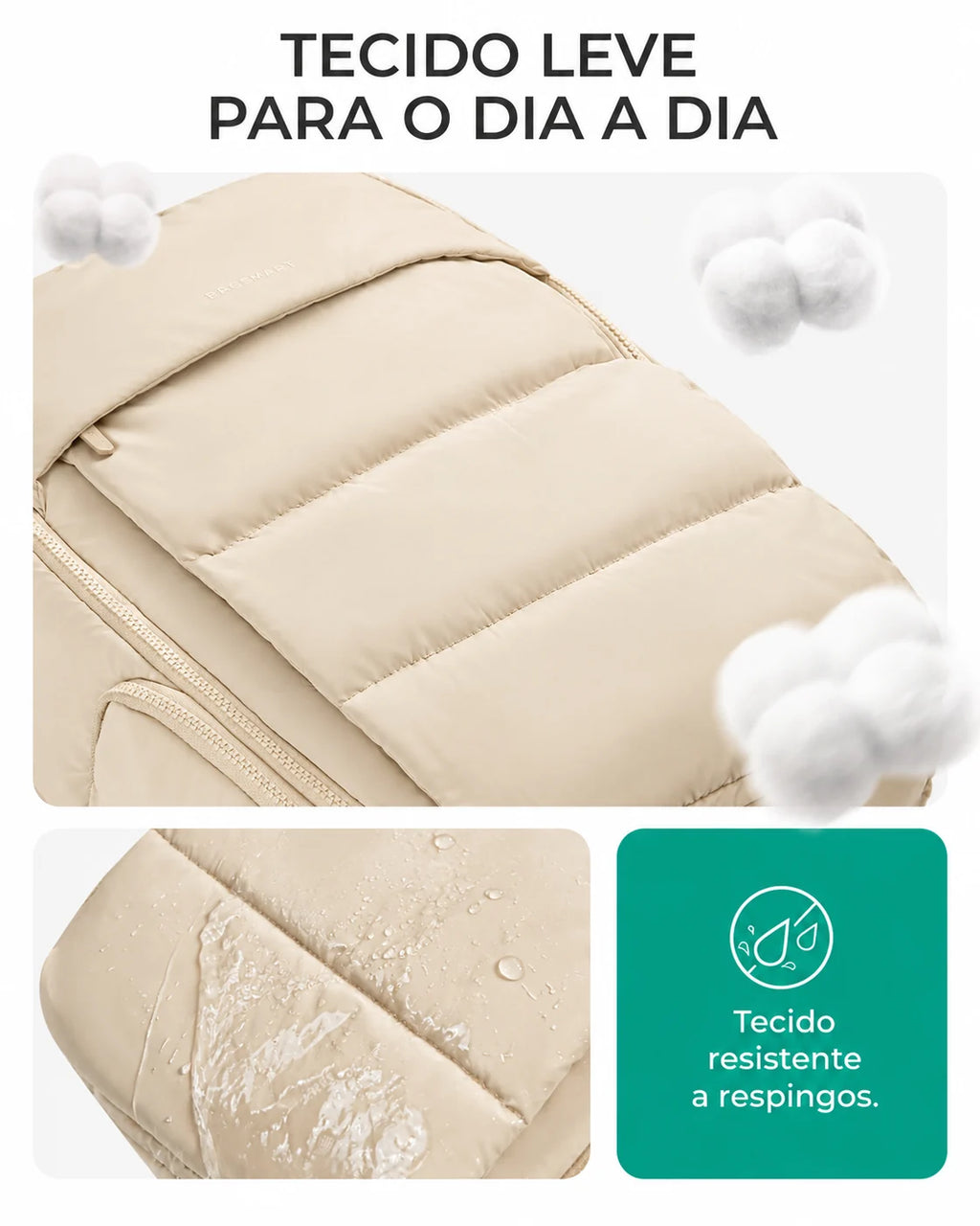 Mochila Feminina de Viagem com Sapateira Bags Mart Cor Bege — tecido e conforto