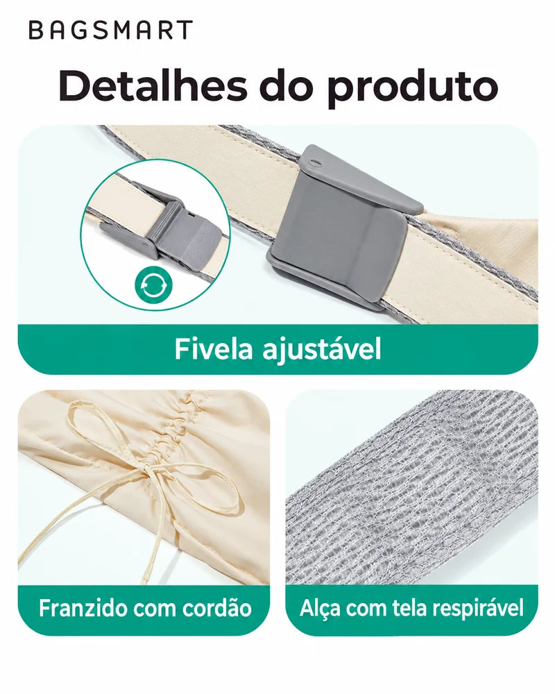 Bolsa Transversal Formato Bolinho Bags Mart Cor Bege — Fivela, cordão e alça
