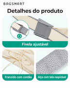 Bolsa Transversal Formato Bolinho Bags Mart Cor Bege — Fivela, cordão e alça