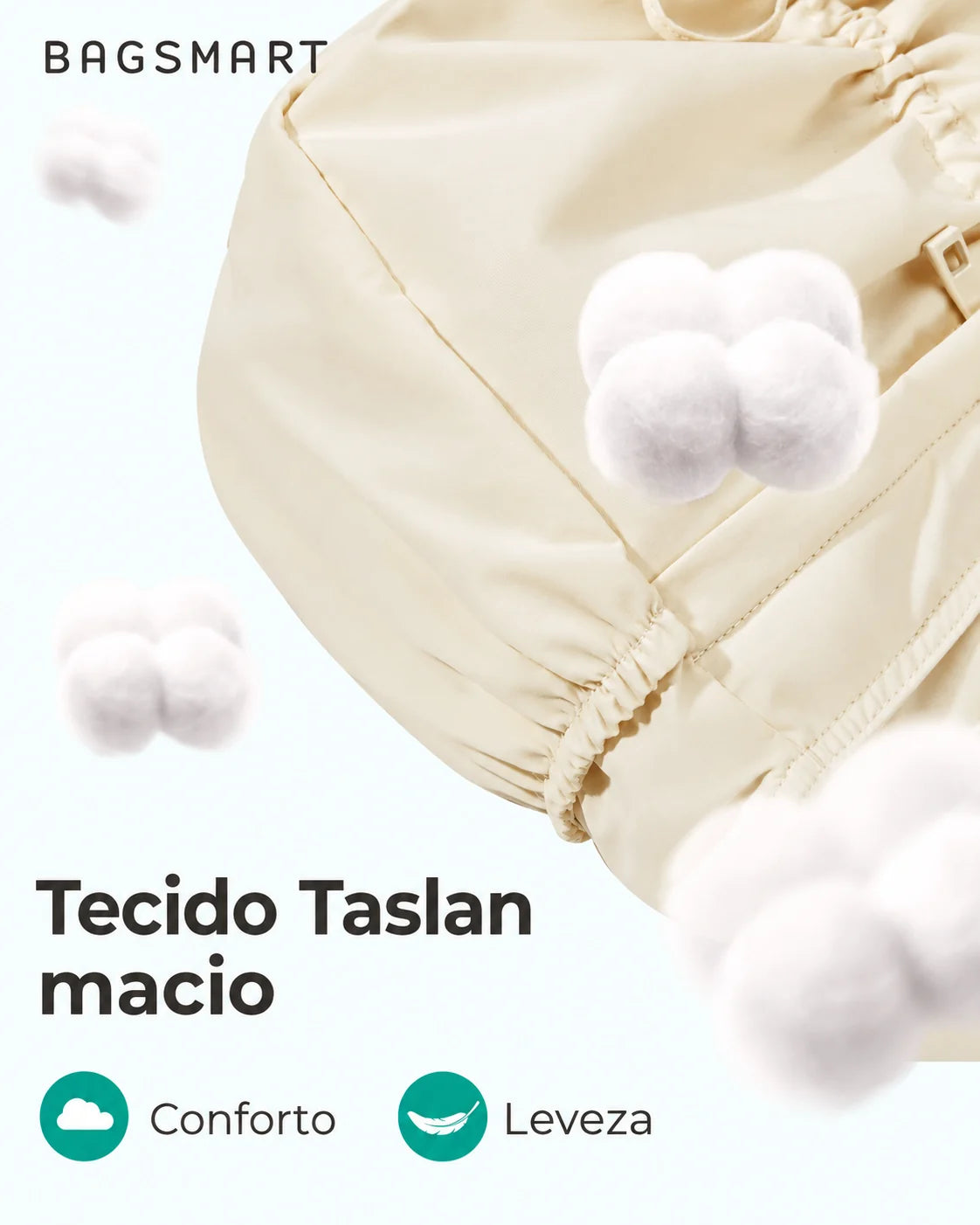 Bolsa Transversal Formato Bolinho Bags Mart Cor Bege — Tecido Taslan macio
