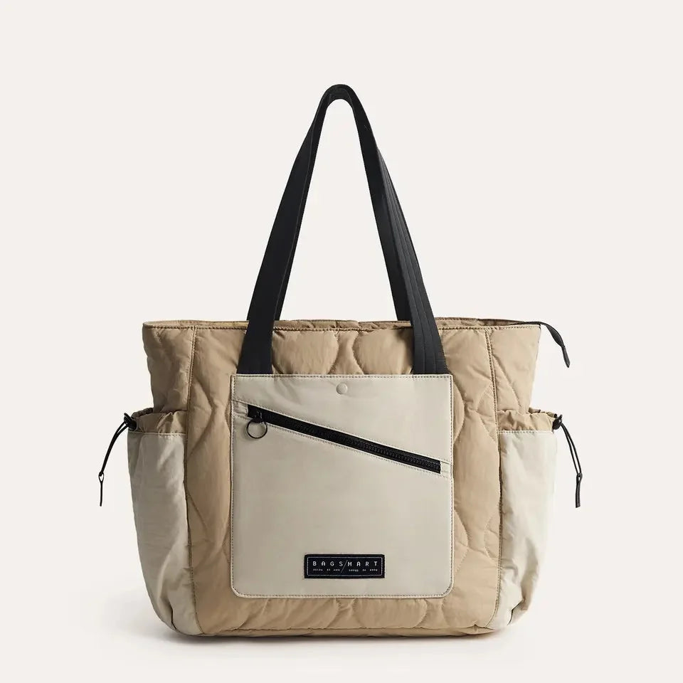 Bolsa Feminina Grande Acolchoada Resistente à Água Bags Mart Cor Cáqui — Produto em destaque