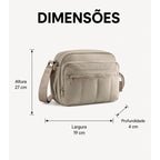 Dimensões da Bolsa Transversal Feminina Hobo Impermeável Cáqui: Altura 27 cm x Largura 19 cm x Profundidade 4 cm