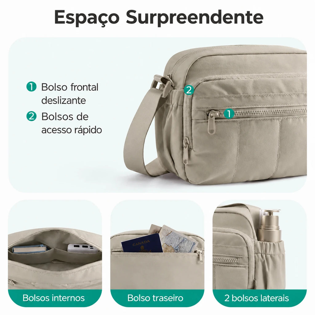 Bolsa Hobo Transversal Bags Mart Cáqui - Espaço Surpreendente
