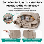 Bolsa Maternidade Multifuncional para Fraldas Bags Mart Cor Marrom — Detalhes do bolso para mamadeiras