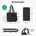 Bolsa Maternidade Multifuncional para Fraldas Bags Mart Cor Preto — Dimensões em centímetros