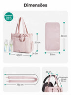 Bolsa Maternidade Bags Mart Rosa — 38 cm de largura, 32 cm de altura e 14 cm de profundidade