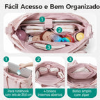 Bolsa Maternidade Multifuncional para Fraldas Bags Mart Cor Rosa — Interior e organização dos bolsos