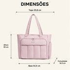 Bolsa Feminina Acolchoada para Notebook com Compartimentos Bags Mart Cor Rosa — Dimensões em centímetros