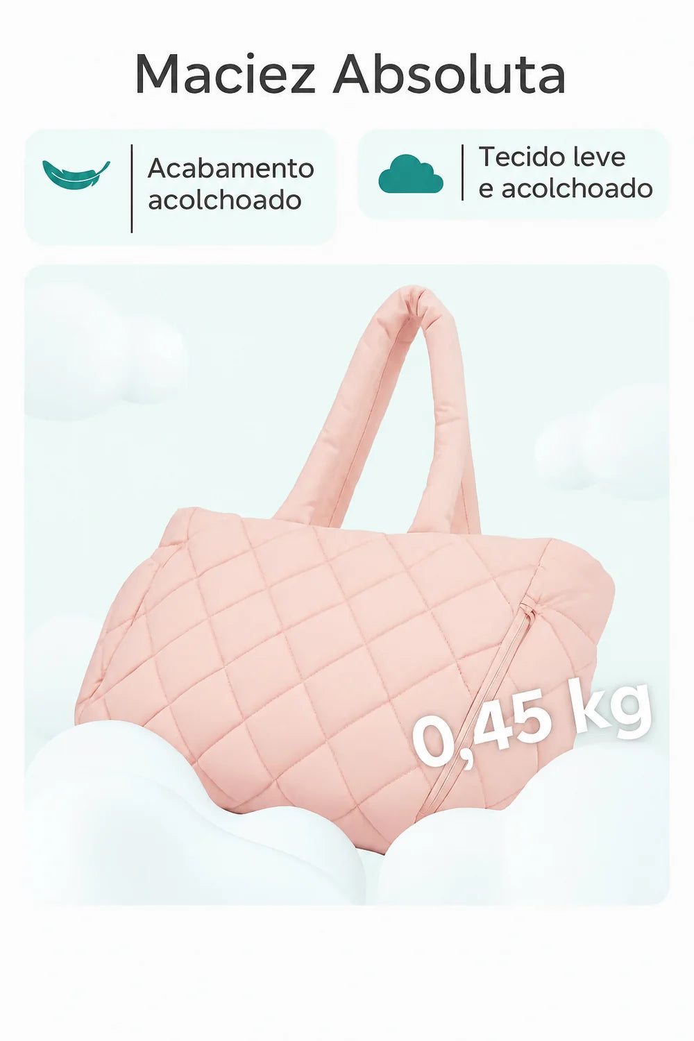 Bolsa Feminina Acolchoada para Notebook com Compartimentos Bags Mart Cor Rosa — Acabamento acolchoado
