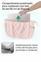 Bolsa Feminina Acolchoada para Notebook com Compartimentos Bags Mart Cor Rosa — Compartimento para notebook