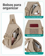 Bolsa transversal compacta Bags Mart cor Cáqui — bolsos e compartimentos internos