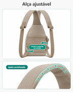 Bolsa transversal compacta Bags Mart cor Cáqui — ajuste e posições de fixação da alça