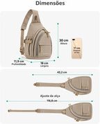 Bolsa transversal compacta Bags Mart cor Cáqui — 30 × 18 × 11,9 cm (altura × largura × profundidade)