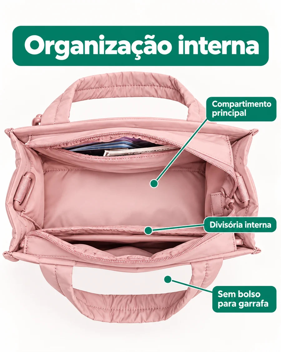 Bolsa Tote Boxy Pequena Bags Mart Cor Rosa — Organização interna