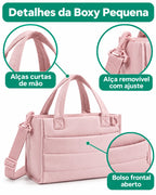 Bolsa Tote Boxy Pequena Bags Mart Cor Rosa — Alças, fechos e acabamento