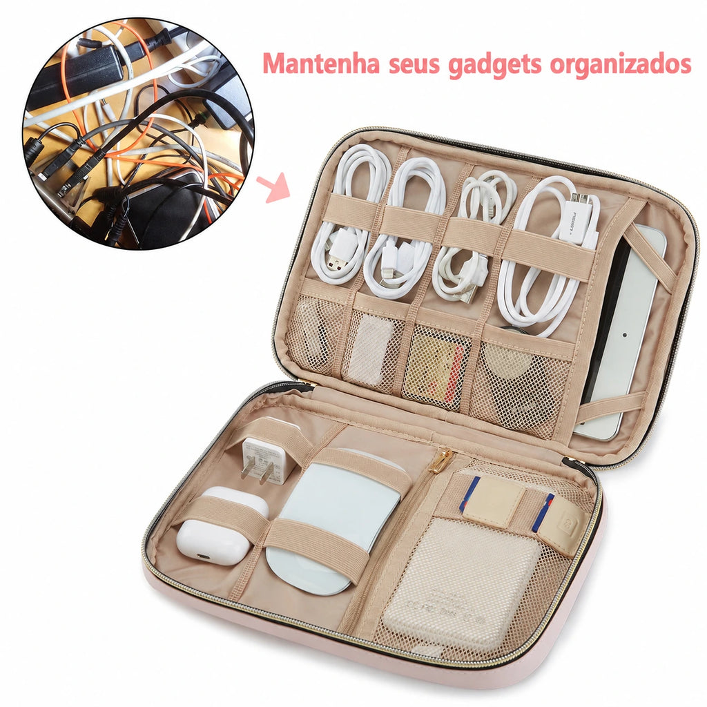 Organizador de Cabos para Viagem à Prova d'Água Bags Mart Cor Rosa - organizado