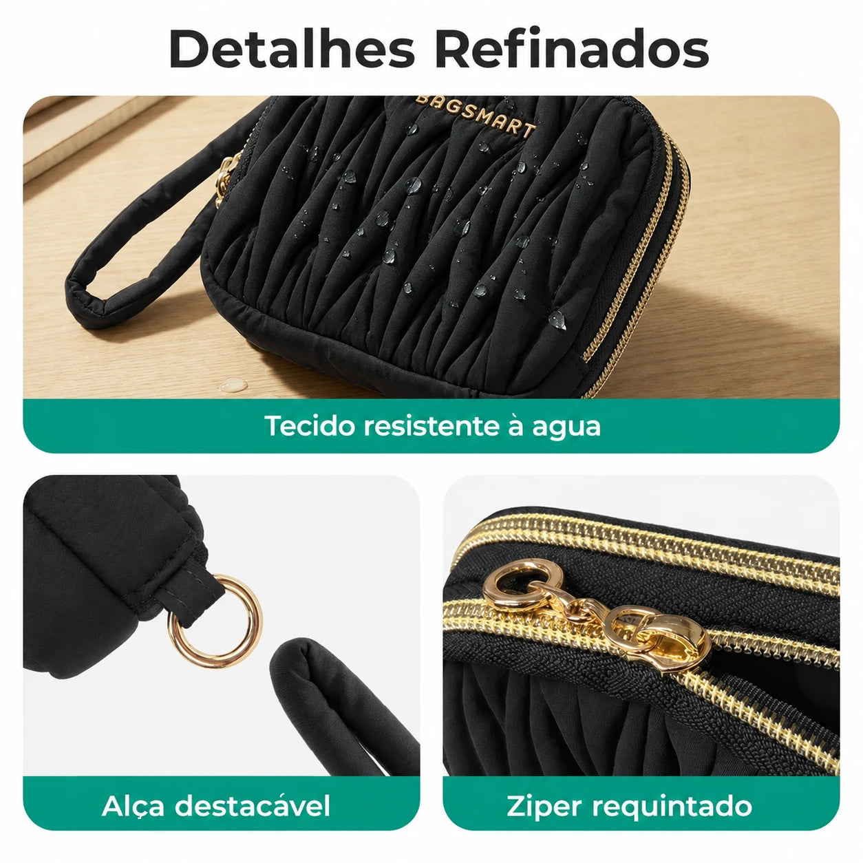 Carteira Feminina Bags Mart Cor Preto - detalhes